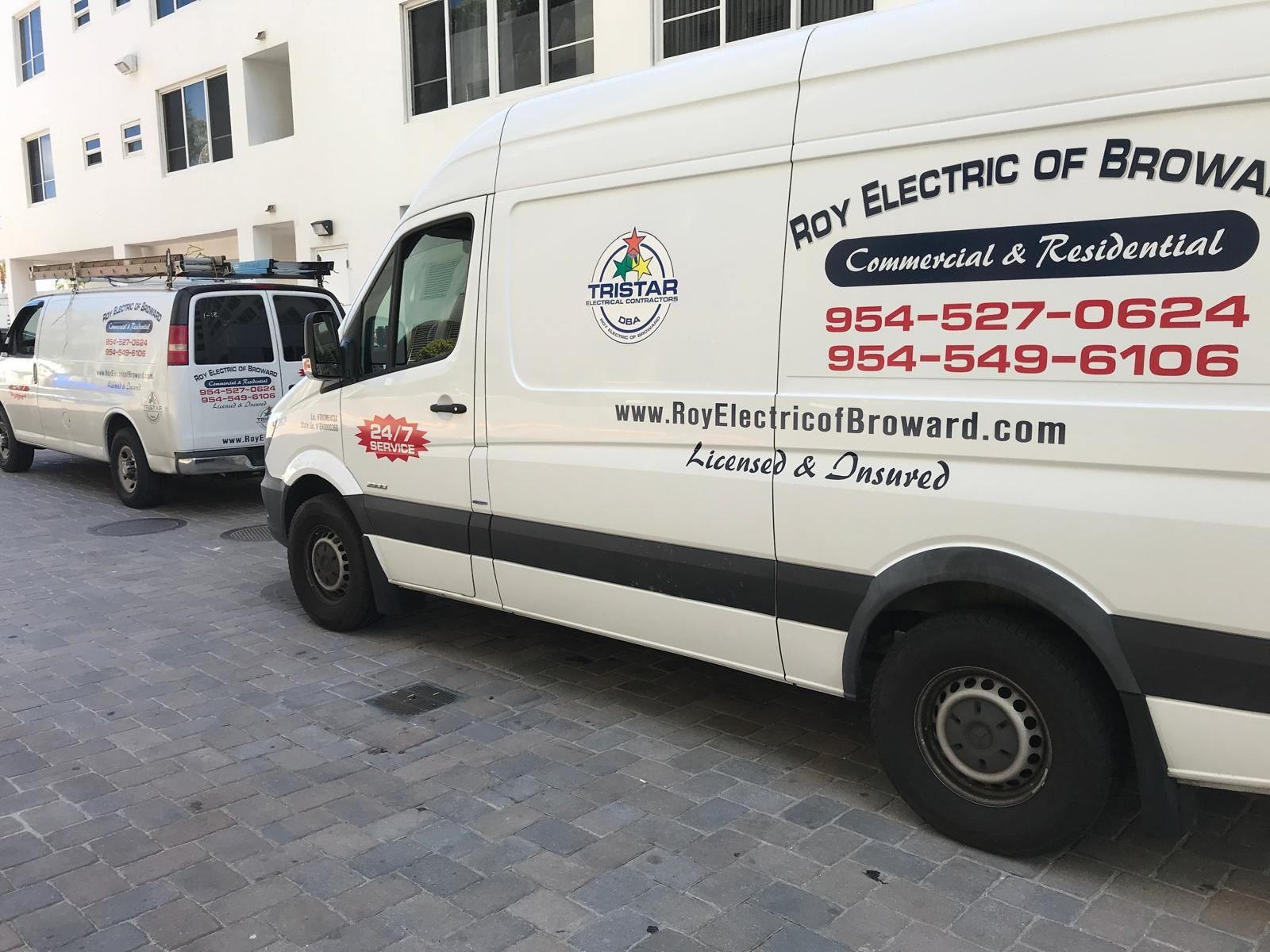 Roy Electric of Broward work van in Florida